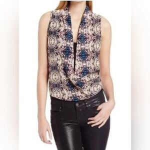 NWT Olive & Oak Medium plum combo sleeveless v-neck cross over draped hem hi-low